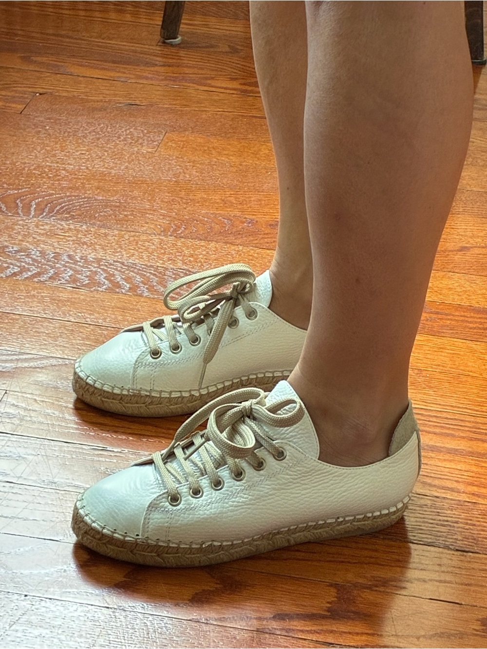 Women’s Casual Maypol Leather Espadrille Sneaker in Cream